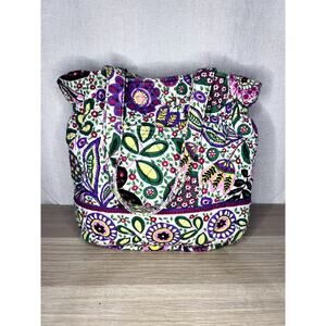 Vera Bradley Viva La Vera Pink Purple Floral Cinch Tote Bag Purse
